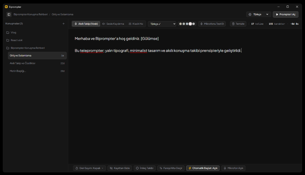 Studio Editör & Konuşma Kütüphanesi